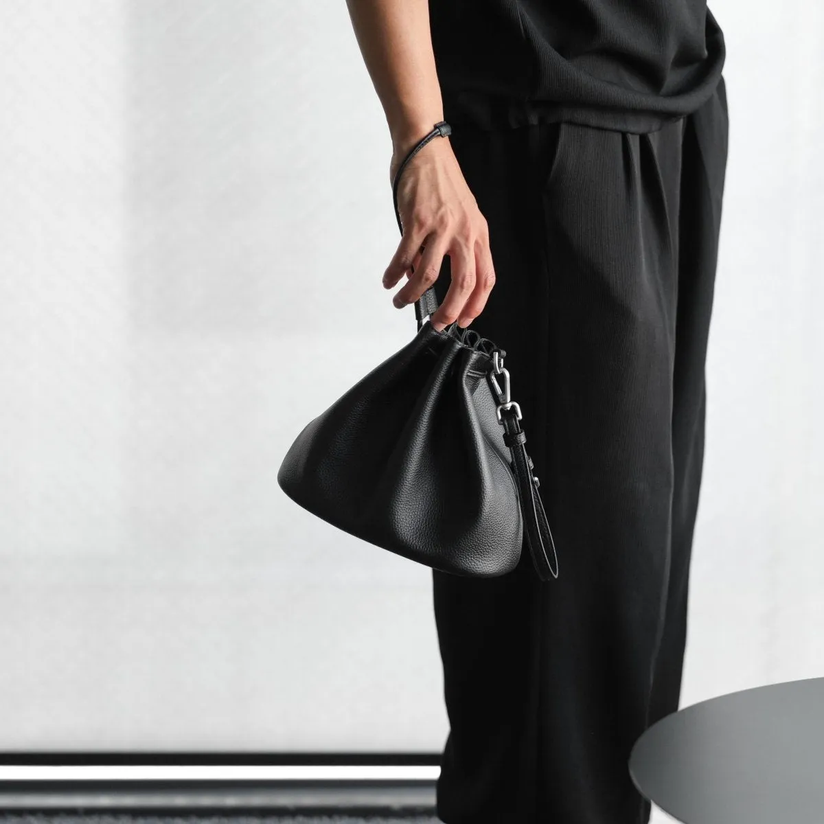 Italian Leather Drawstring Bag